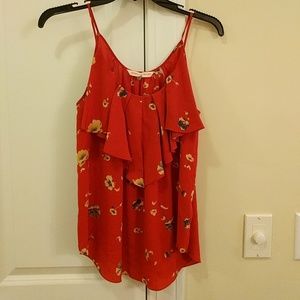 Rebecca Taylor red floral spaghetti strap top